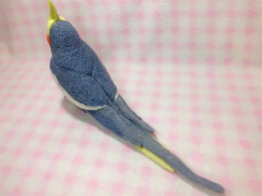 受注作成品】 オカメインコ ノーマル ♂ 羊毛フィギュア リアルサイズ
