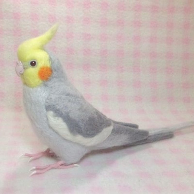 受注作成品】 オカメインコ ノーマル♂☆ライトグレー 羊毛