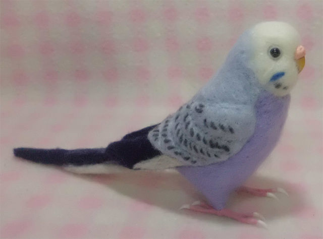 受注作成品】セキセイインコ パステルバイオレットオパ－リン 羊毛