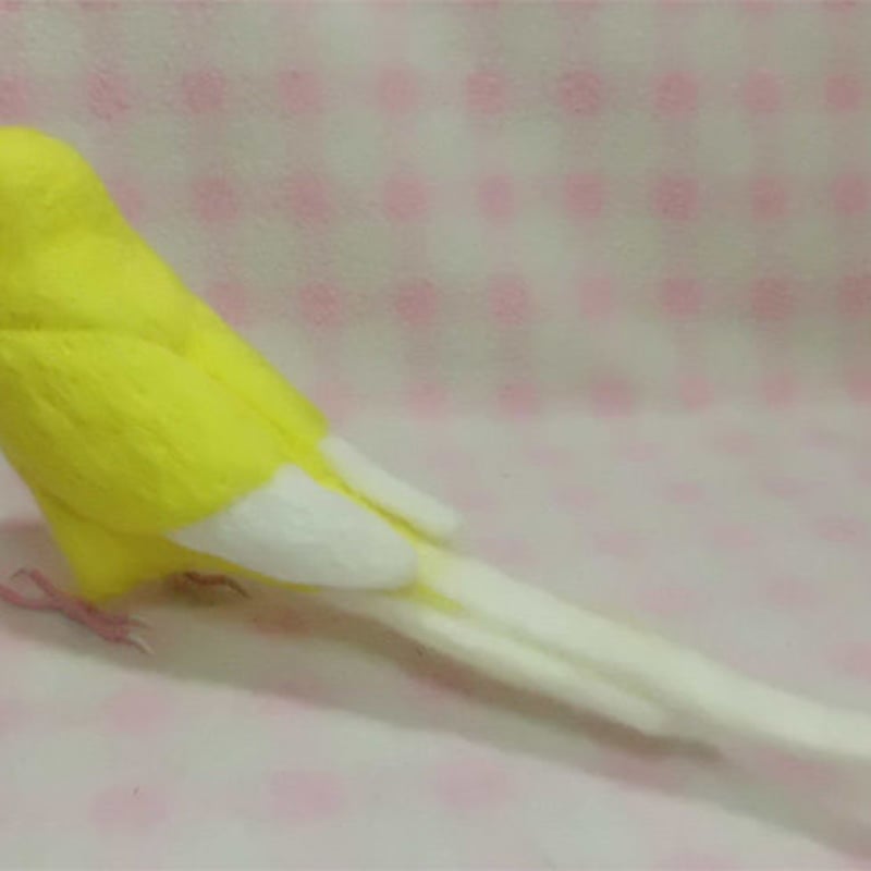 受注作成品】セキセイインコ ルチノー(濃赤目） 羊毛フィギュア リアル