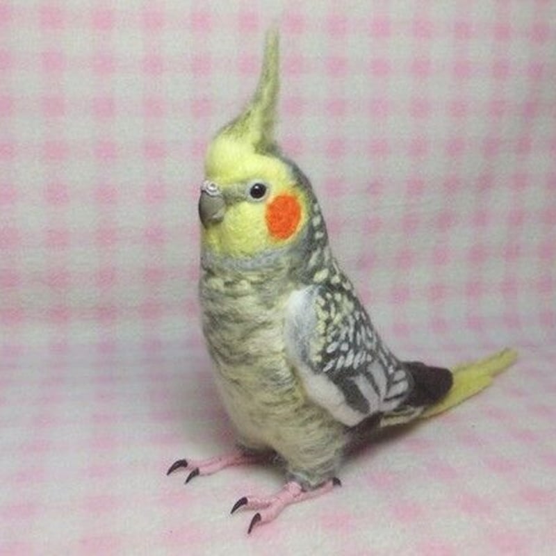 受注作成品】オカメインコ パール（羽色変更可能）羊毛フィギュア