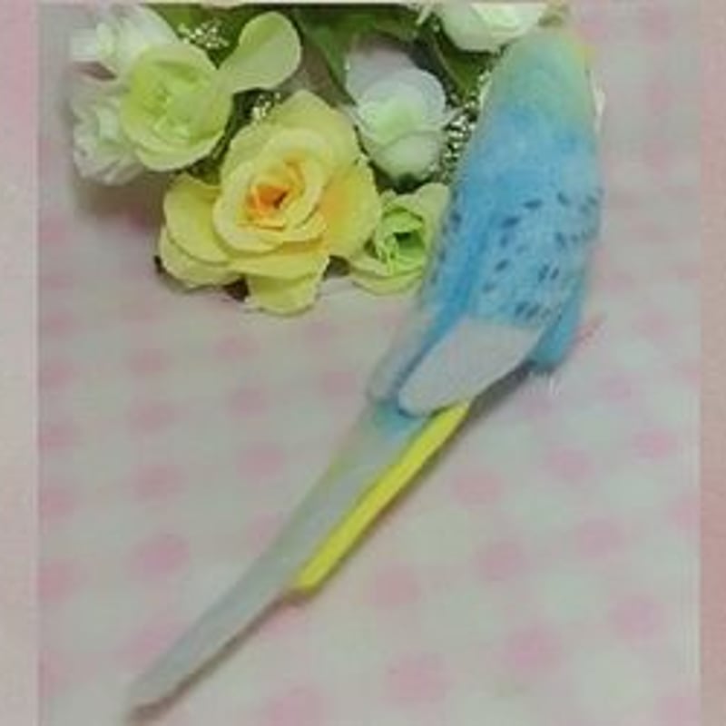 受注作成品】セキセイインコ レインボ－スカイブル－ 羊毛フィギュア