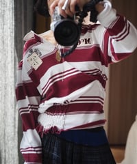 revive rugger shirring shirt -Bordeaux-