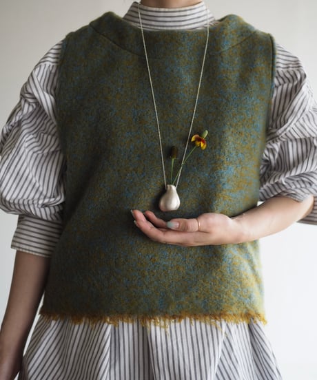 shushi vase necklace -silver-