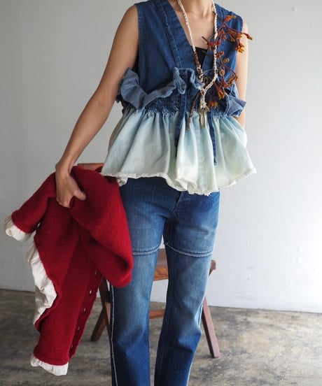 157×Y.A.Acc lots of gathers blouse-INDIGO-
