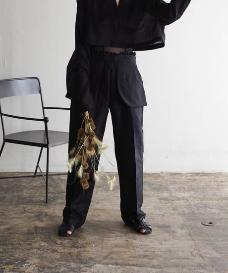 India silk pants-black-