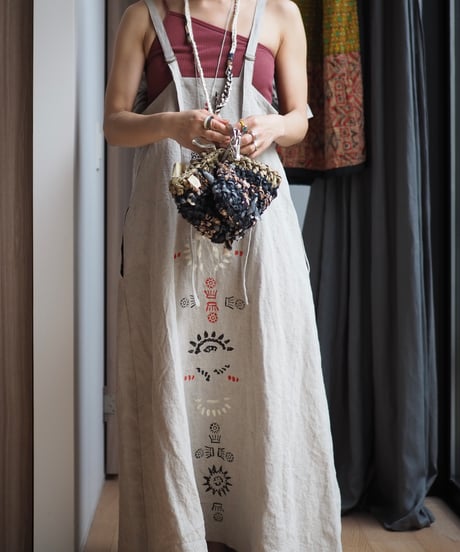 washed linen block print dress