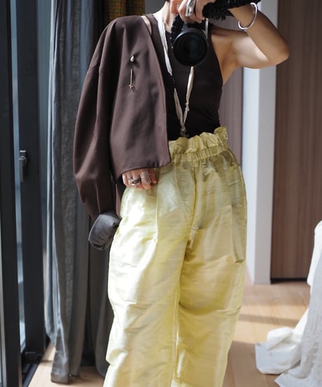 India silk curb pants -タマゴイエロー-