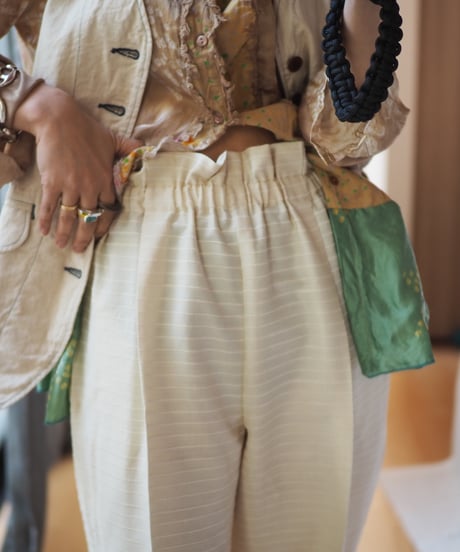 India silk pants -ivory border-