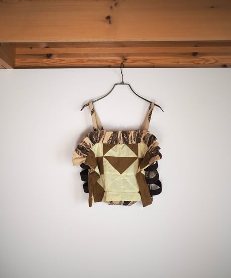 India patchwork flill キャミソール -brown,beige-