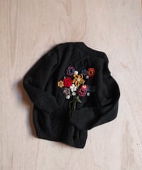 flower appliqué knit DARK GREDN