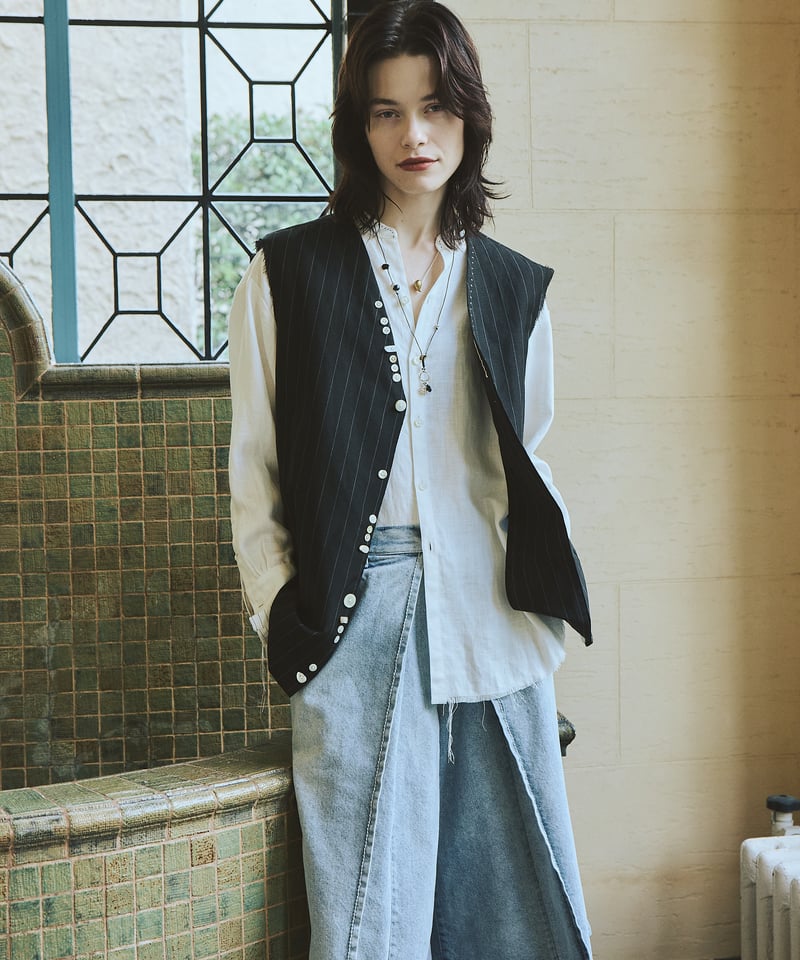 many many button vest -size L- | Y.A.Acc