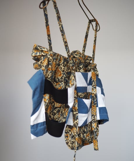 India patchwork  flill キャミソール -blue,olive-