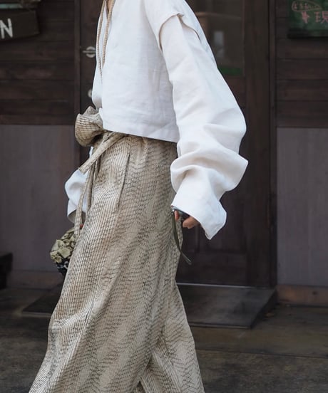 linen short pullover -ivory-