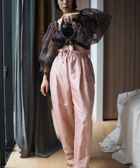 India silk curb pants -nude pink-