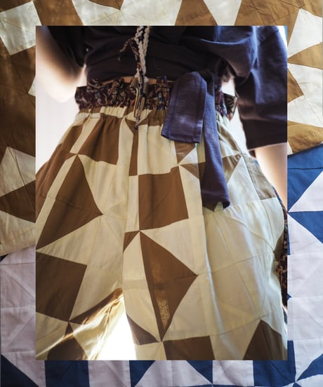 India patchwork  flill pants-brown-