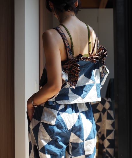 India patchwork flill キャミソール -blue,black-