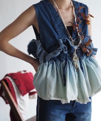 157×Y.A.Acc lots of gathers blouse-INDIGO-
