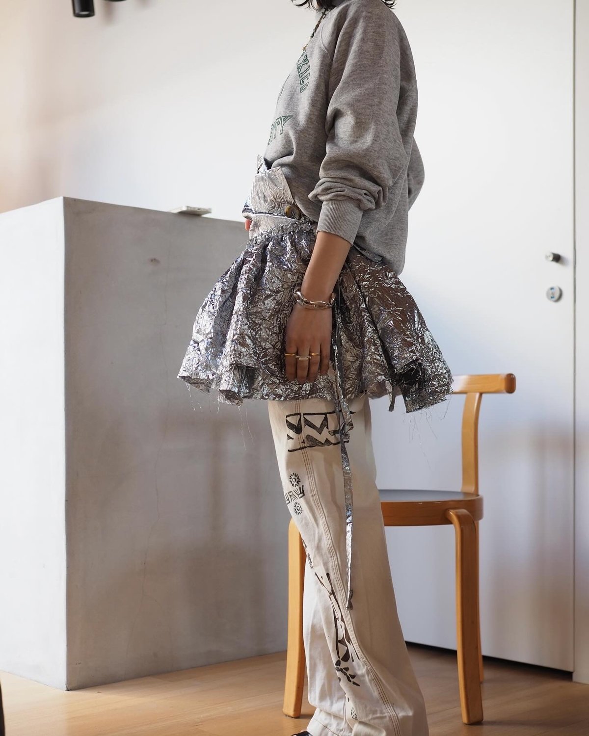 HAKU full gather skirt -silver- | Y.A.Acc 