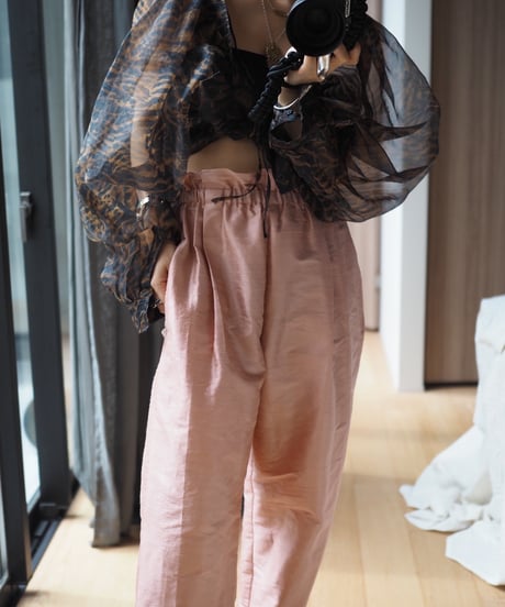 India silk curb pants -nude pink-