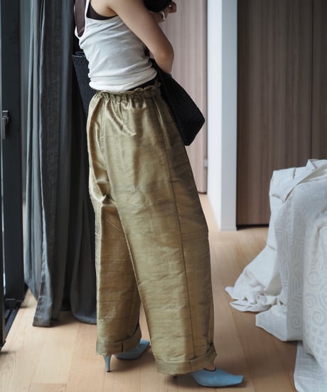 India silk curb pants -gold-