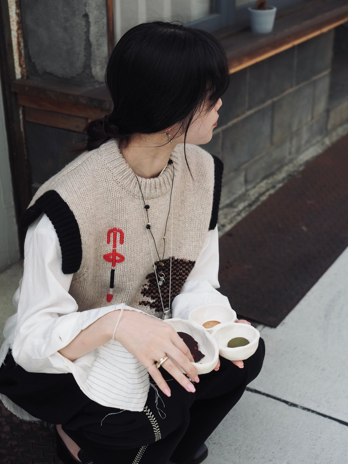 onyx leather 2ways necklace | Y.A.Acc