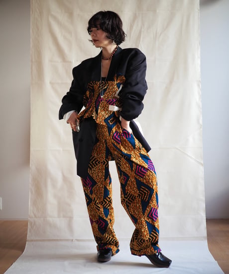 batik tuck pants -camel-
