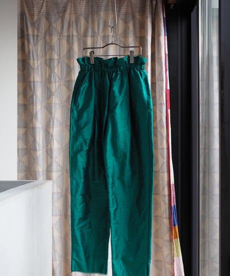 India silk curb pants -green-