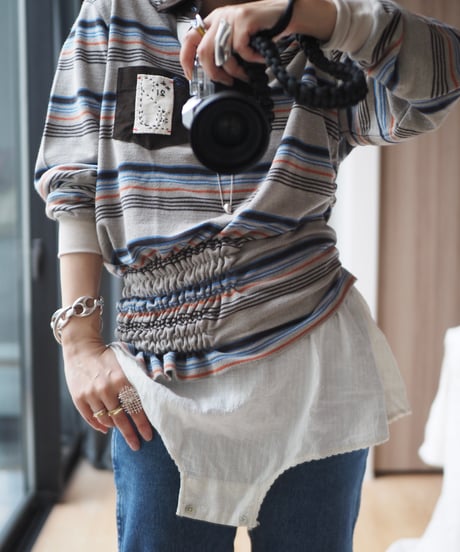 revive rugger shirring shirt -gray-