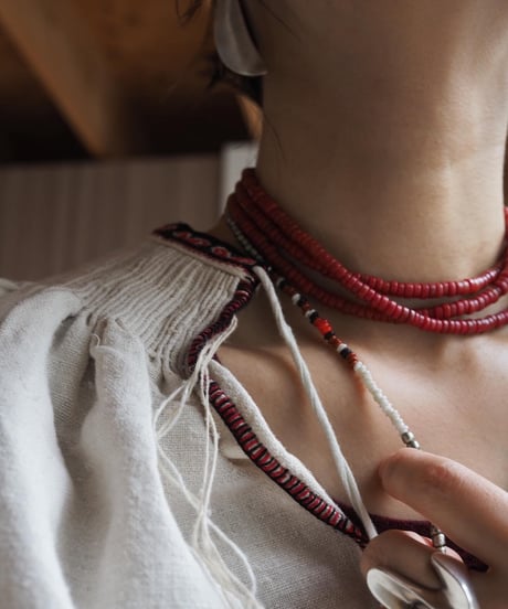 seeds double necklace - red-
