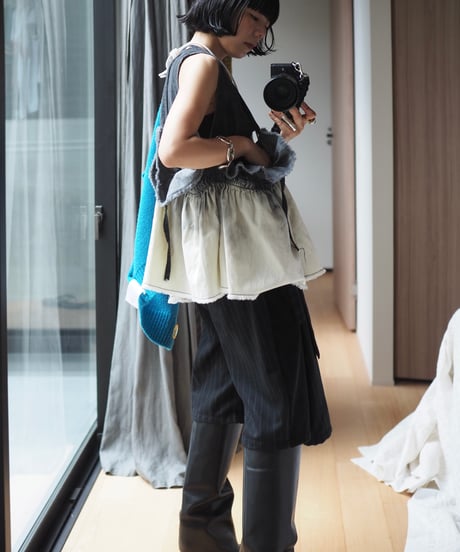 157×Y.A.Acc lots of gathers blouse-BLACK-