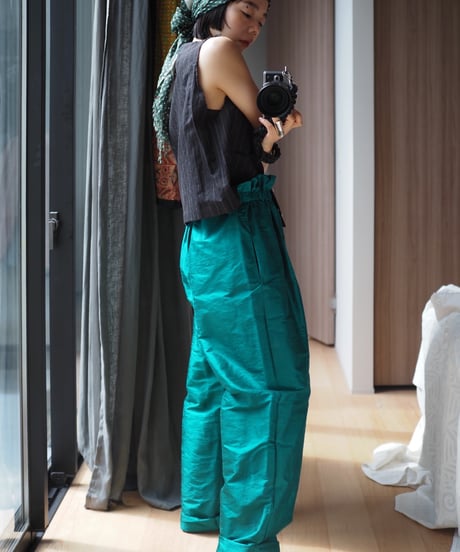 India silk curb pants -green-