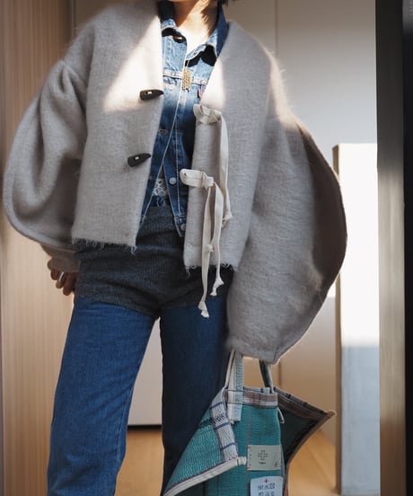 mohair arch arm jacket -cement cream-