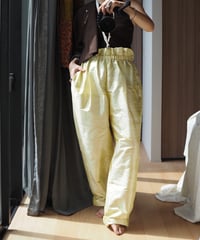 India silk curb pants -タマゴイエロー-