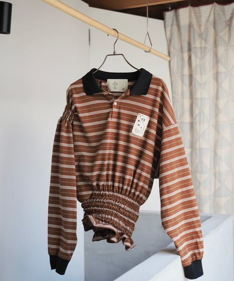 revive rugger shirring shirt -camel-