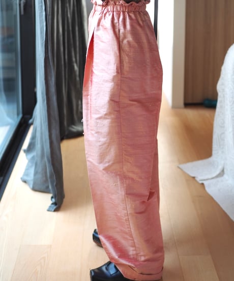 India silk pants -coral pink-