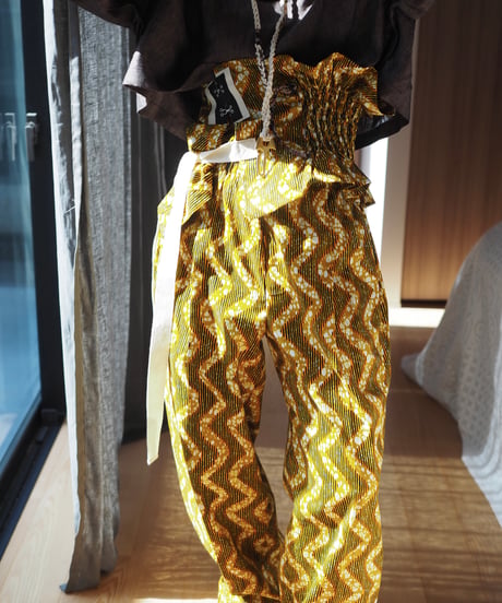batik tuck pants -mustard-
