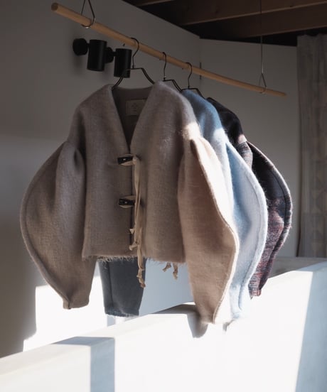 mohair arch arm jacket -cement cream-
