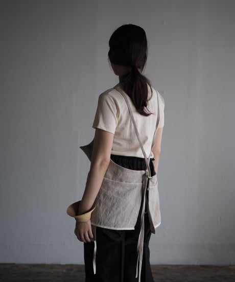 washed linen vest -sand-