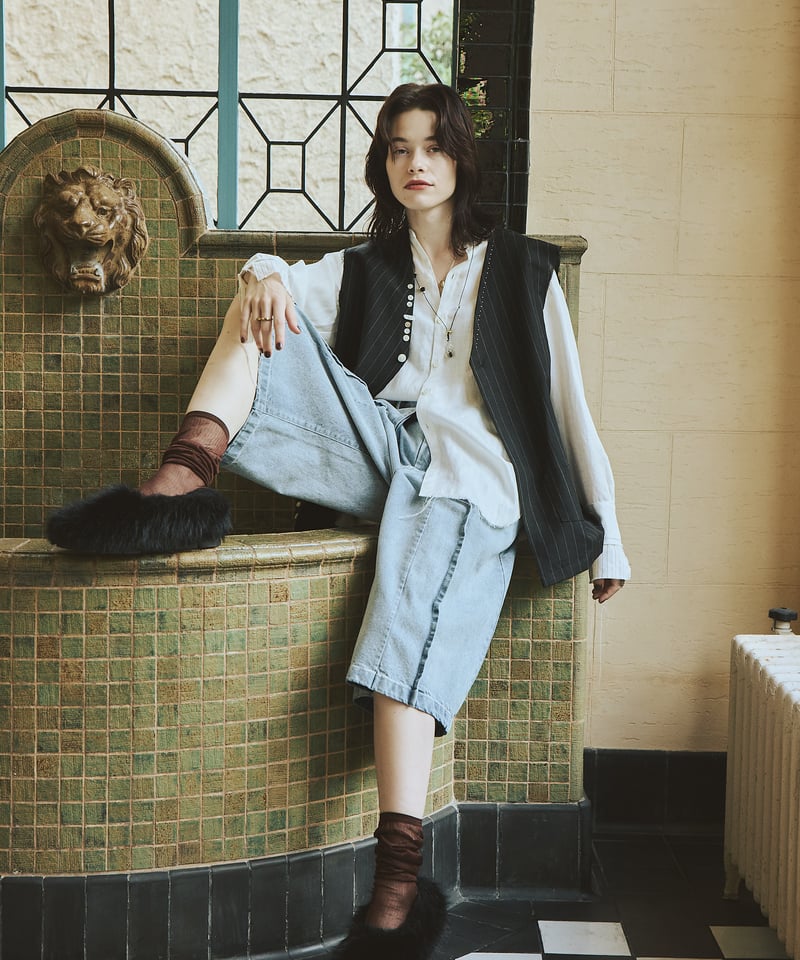 many many button vest -size L- | Y.A.Acc