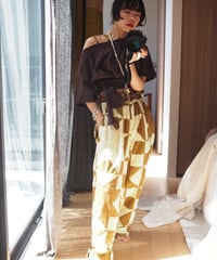 India patchwork  flill pants-brown-