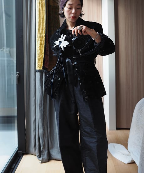 India silk pants-black-