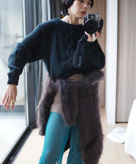 flower appliqué knit DARK GREDN