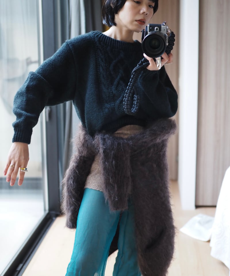 OHGA FLOWER KNIT PULLOVER ブラック MAC MAHON KNITTING フラワーデザインニット ブラック : カインドオル