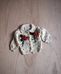 kids flower appliqué knit CREAM4y-5y