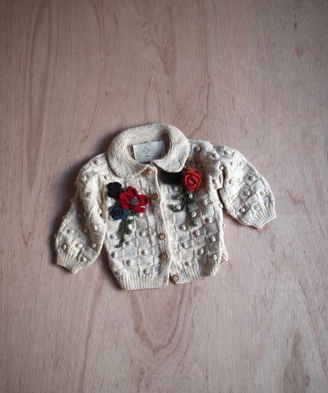 kids flower appliqué knit CREAM4y-5y