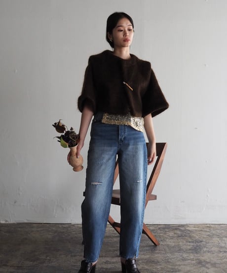 mohair tuck shoulder JK -brown-