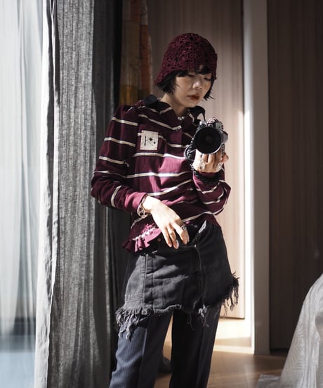 revive rugger shirring shirt -plum-