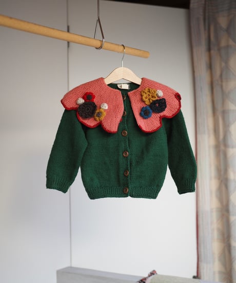 kids flower appliqué knit GRFEN4y-5y