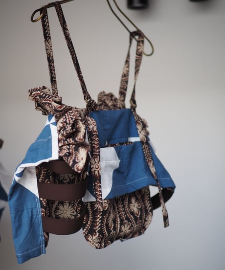 India patchwork flill キャミソール -blue,black-